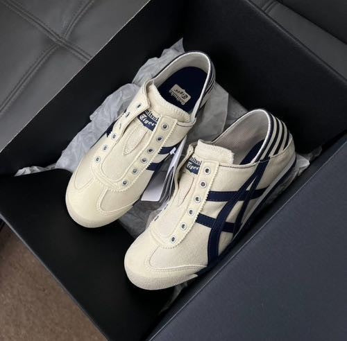 onitsuka tiger slipon navy beige fix