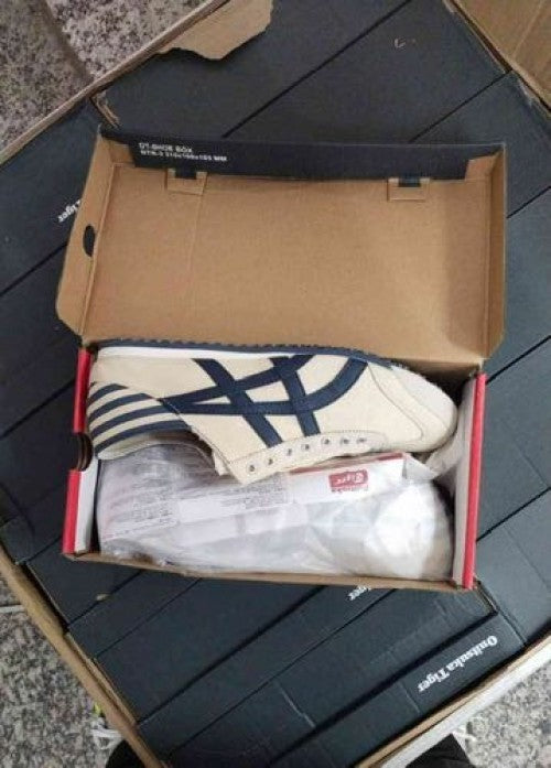 onitsuka tiger slipon navy beige fix
